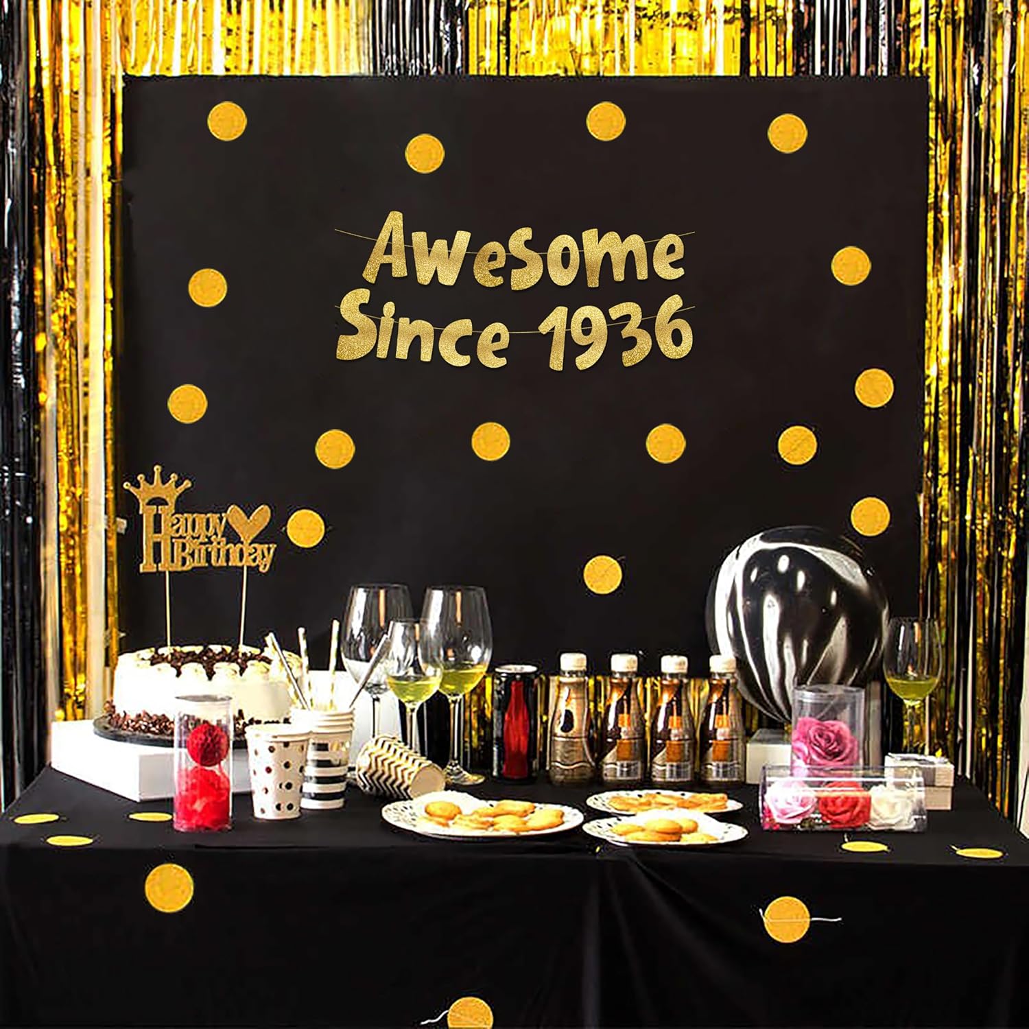 Awesome Since 1936 Gold Glitter Banner 89th Birthday Decor