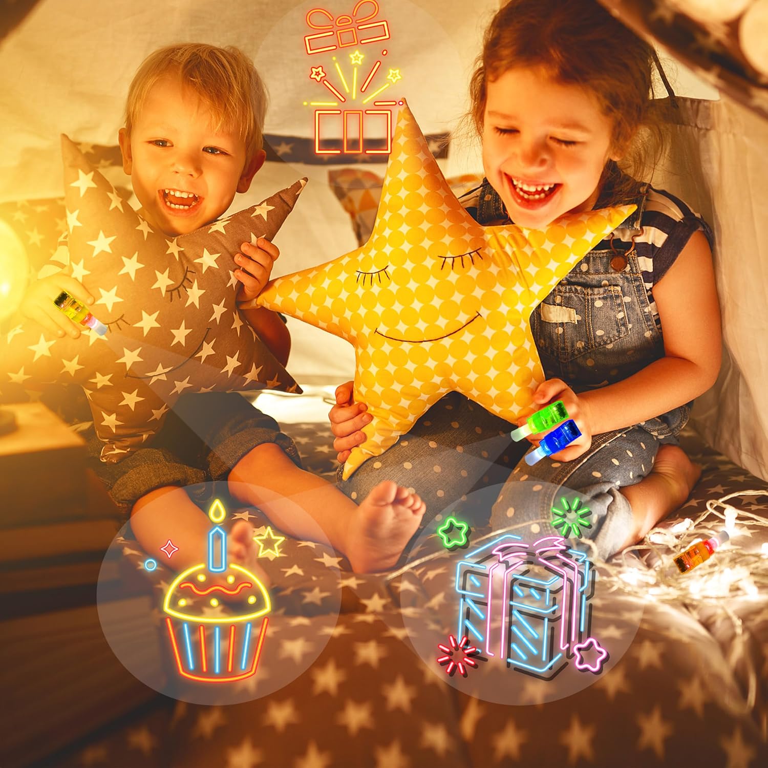 24PCS Neon Birthday LED Finger Lights Party Favors