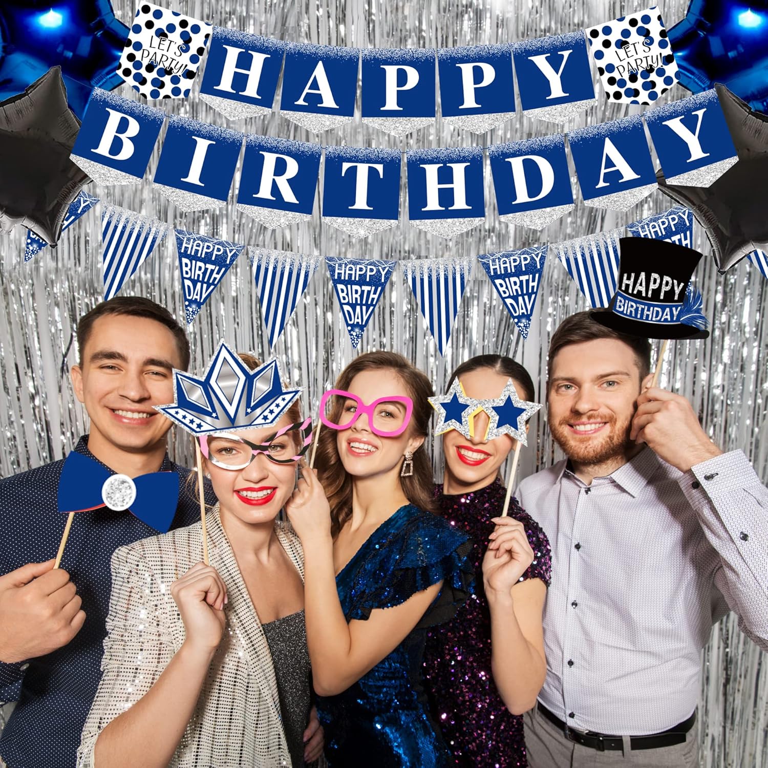 Birthday Decorations for Men Blue - 89pcs Set