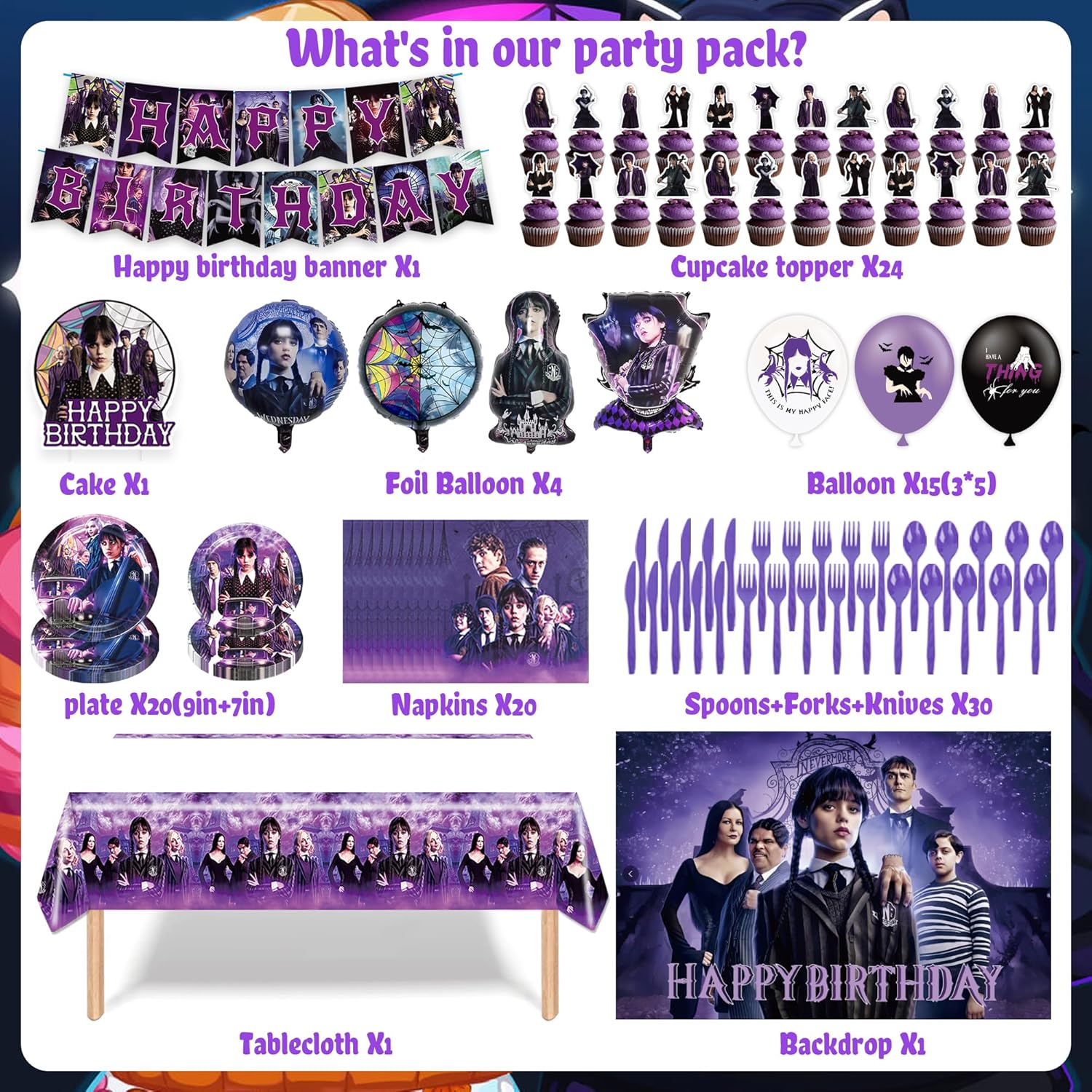 Wednesday Inspire Birthday Decor Set
