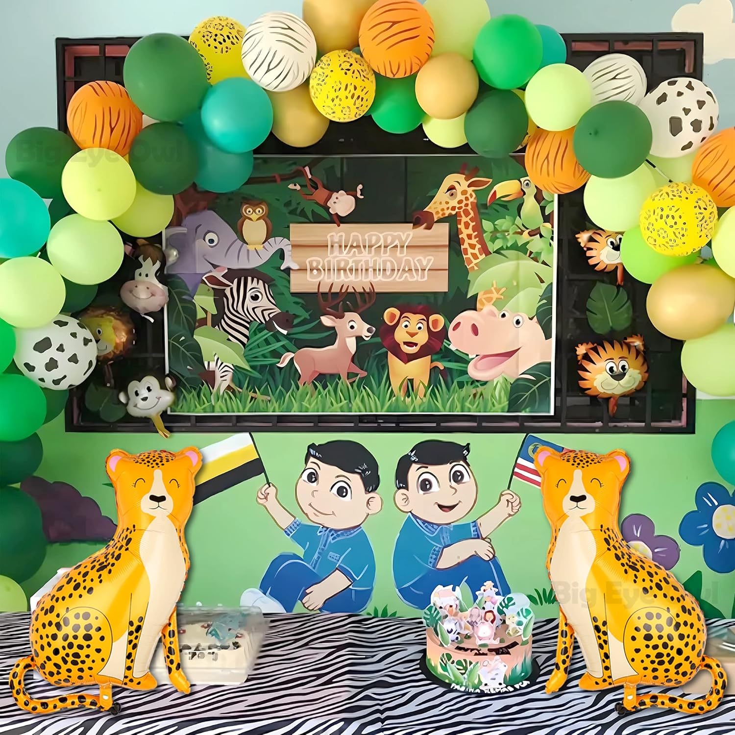 Big Eye Owl Giant Leopard Foil Balloons
