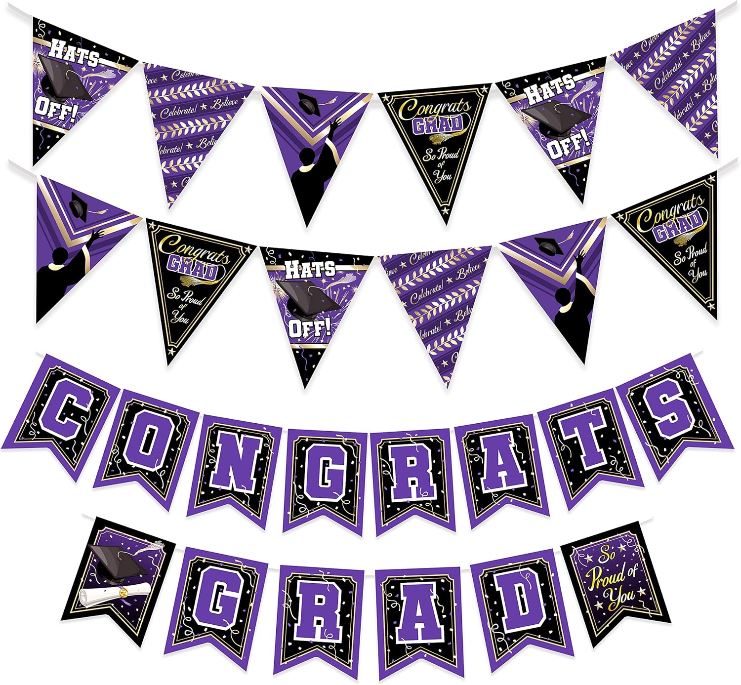 Treasures Gifted Purple Graduation Decorations Set of 3