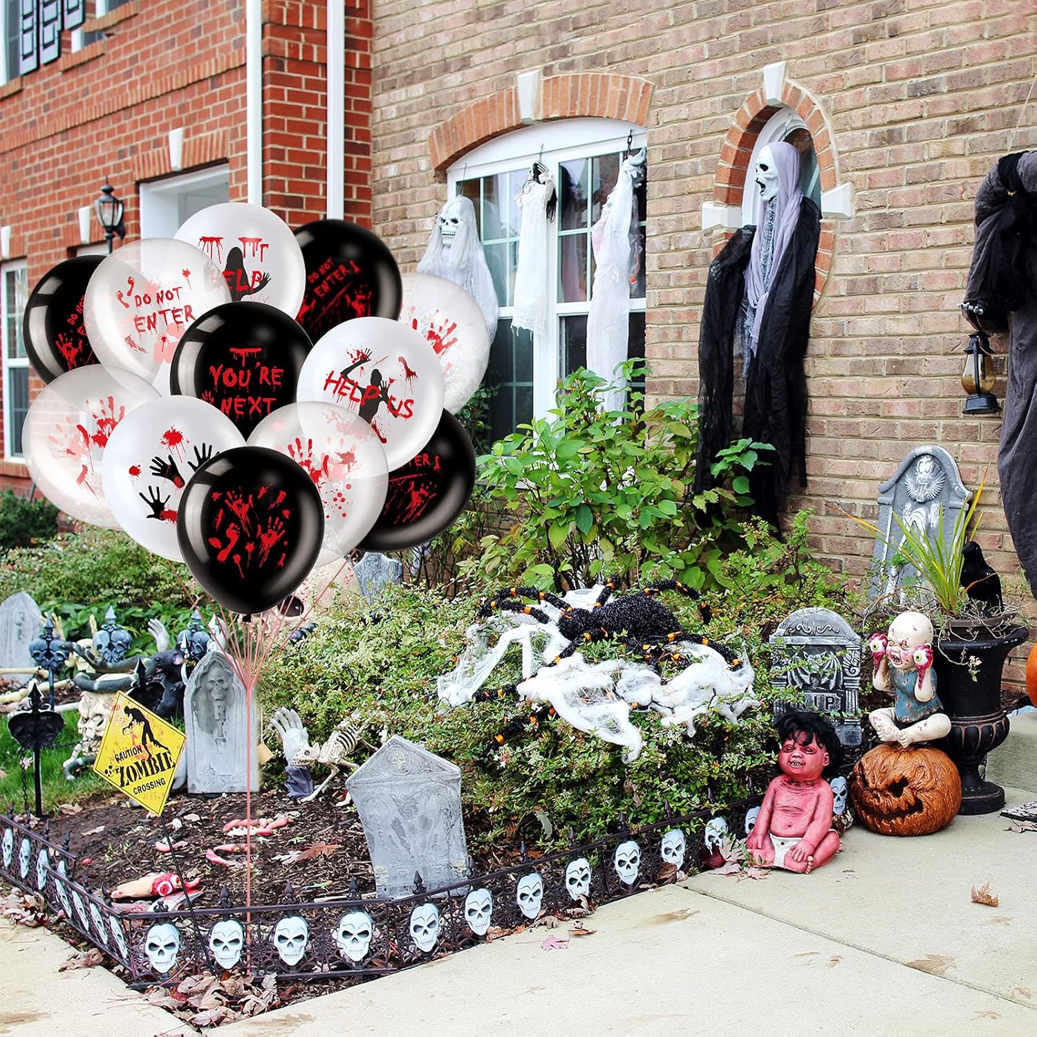 Aoriher 45 Pcs Scary Halloween Balloons 12 Inches