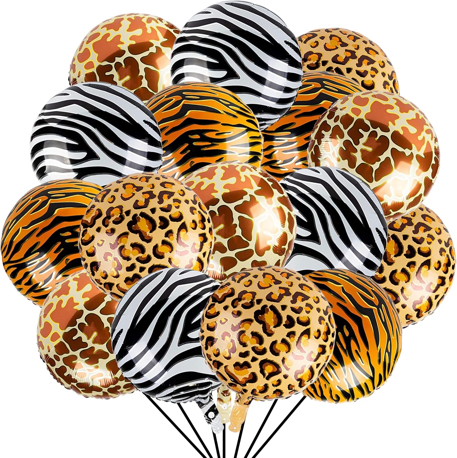16PCS Animal Pattern Balloons - 18 Inch Foil Safari Decorations