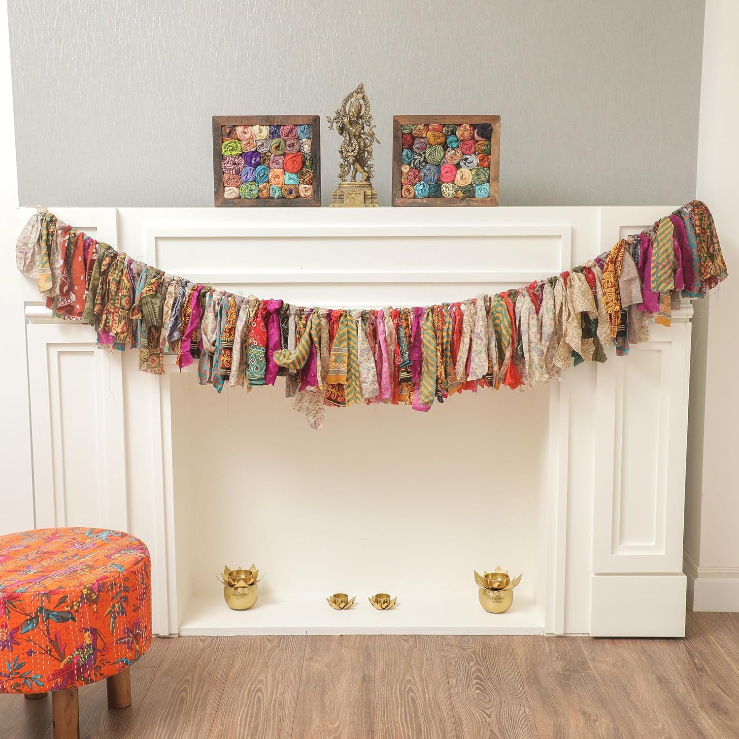 Desi Favors Indian Fabric Christmas Garland Bunting 65 FT