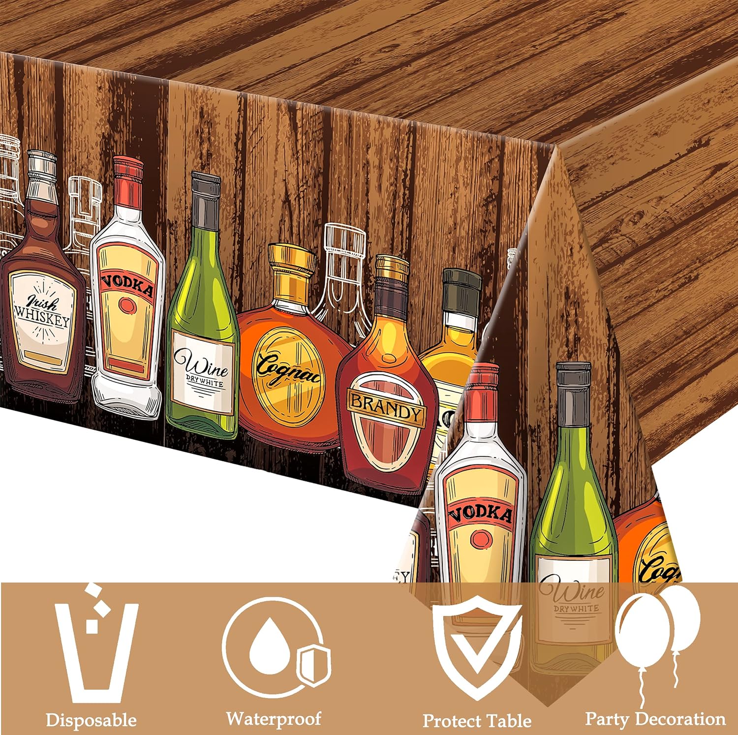 Whiskey Party Tablecloths 2Pcs Decor for Birthday Events