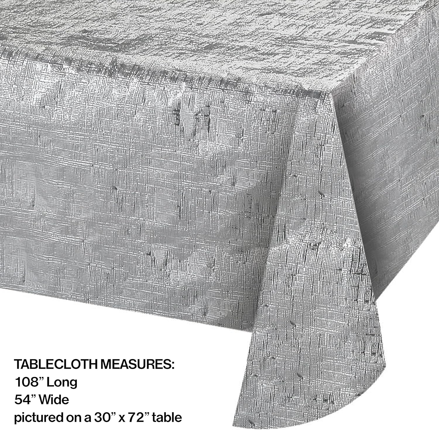 Creative Converting Metallic Silver Tablecover 54x108