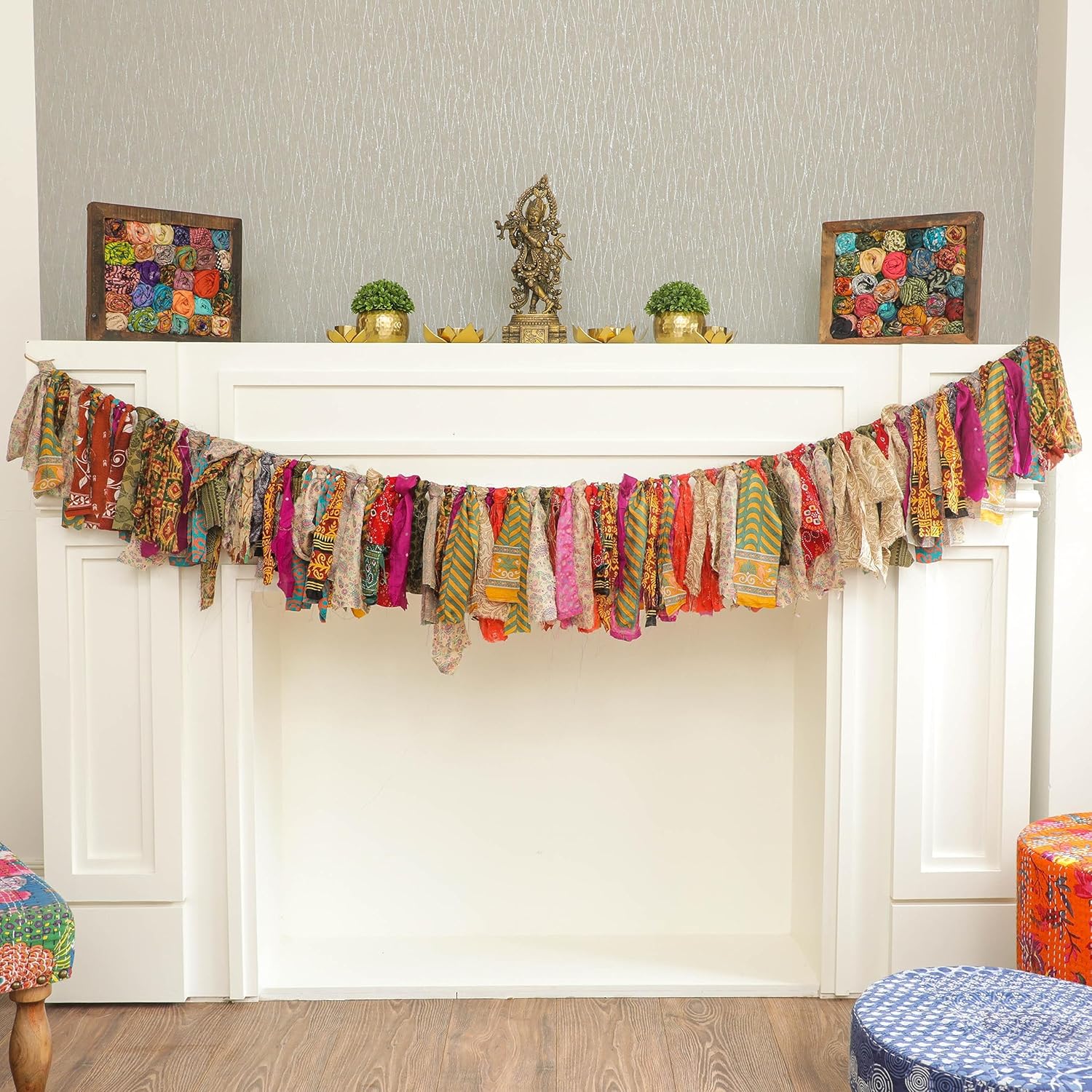 Desi Favors Indian Fabric Christmas Garland Bunting 65 FT