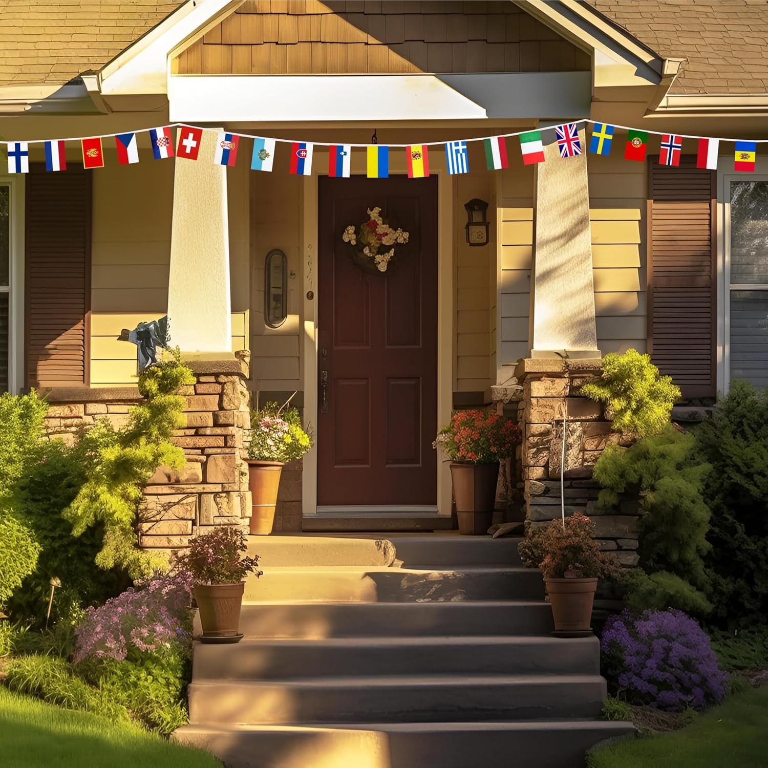 44 Nations Small String Flag Bunting for European Events