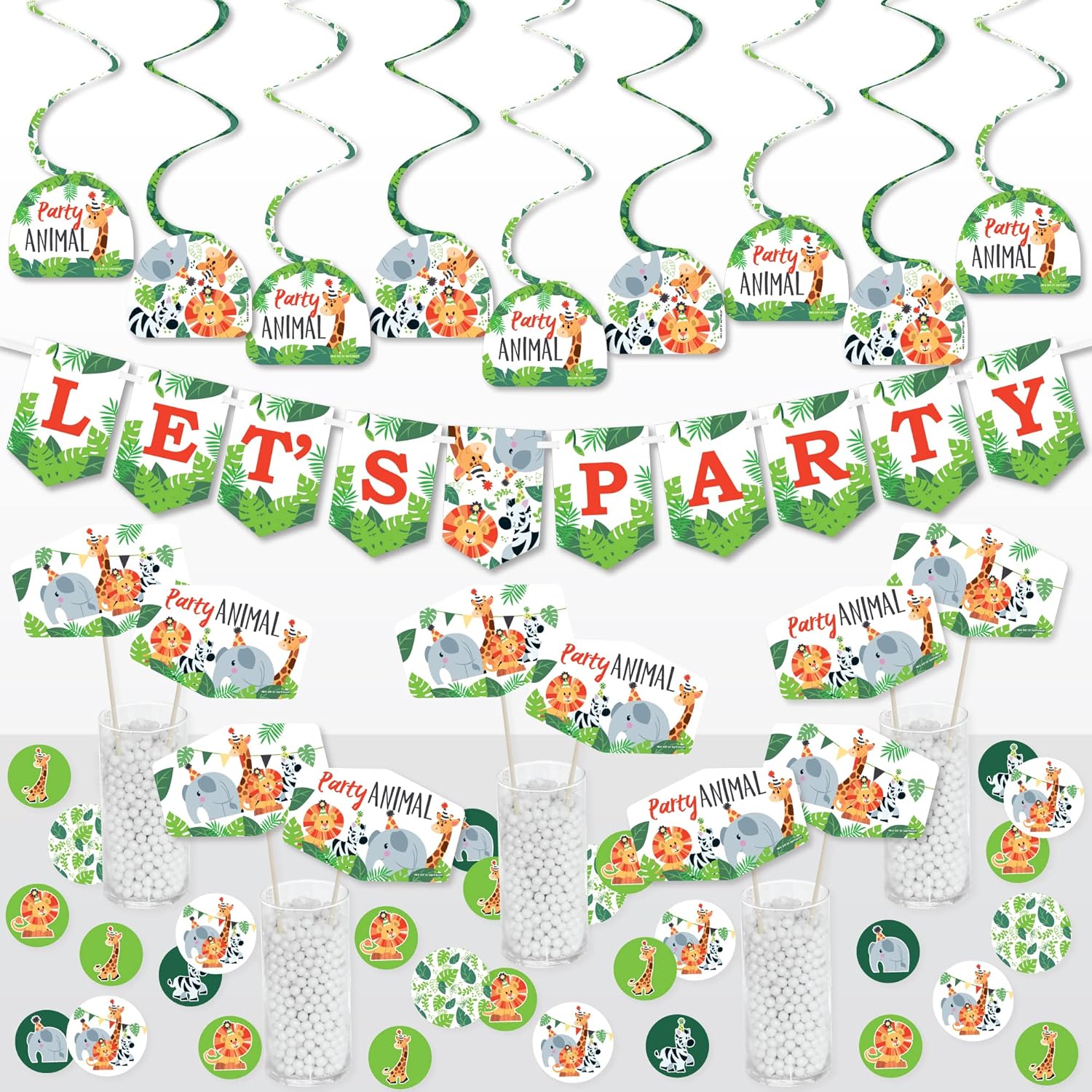 Jungle Party Animals Decor Galore Party Pack - 51 Pieces