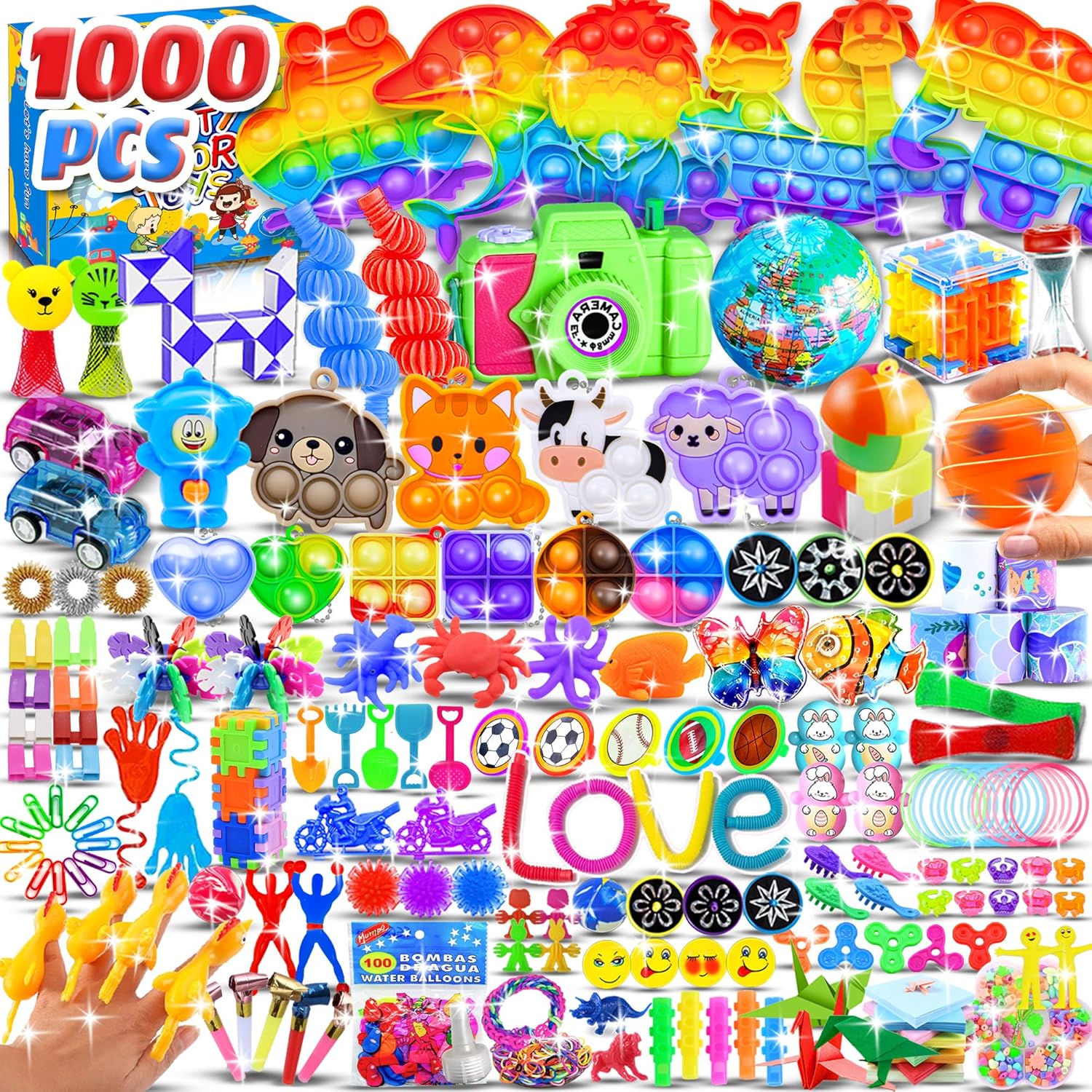 1000pcs Party Favors for Kids Fidget Toy Pack Classroom Rewards